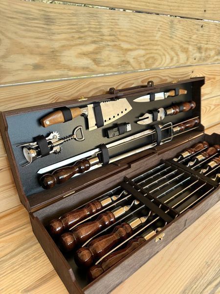Набір шампурів у кейсі з фанери "BOX-15" box-15 фото