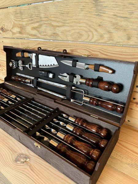 Набір шампурів у кейсі з фанери "BOX-15" box-15 фото